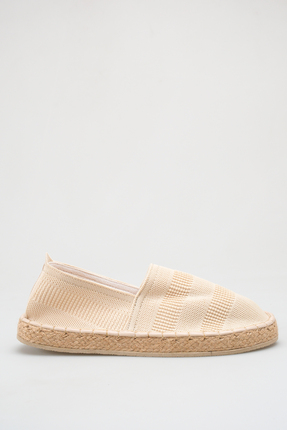 Ayakkabı Delisiyim Unisex Kadın Erkek Bej Espadril Esnek Triko Nefes Alan Ter...