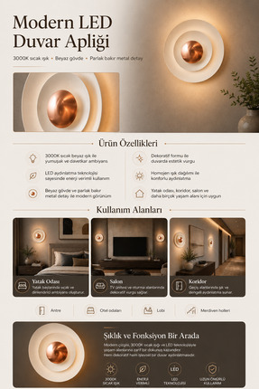 PARLORA Aydınlatma Parlora Lunora Modern LED Duvar Apliği 3000K Sıcak Işık Be...