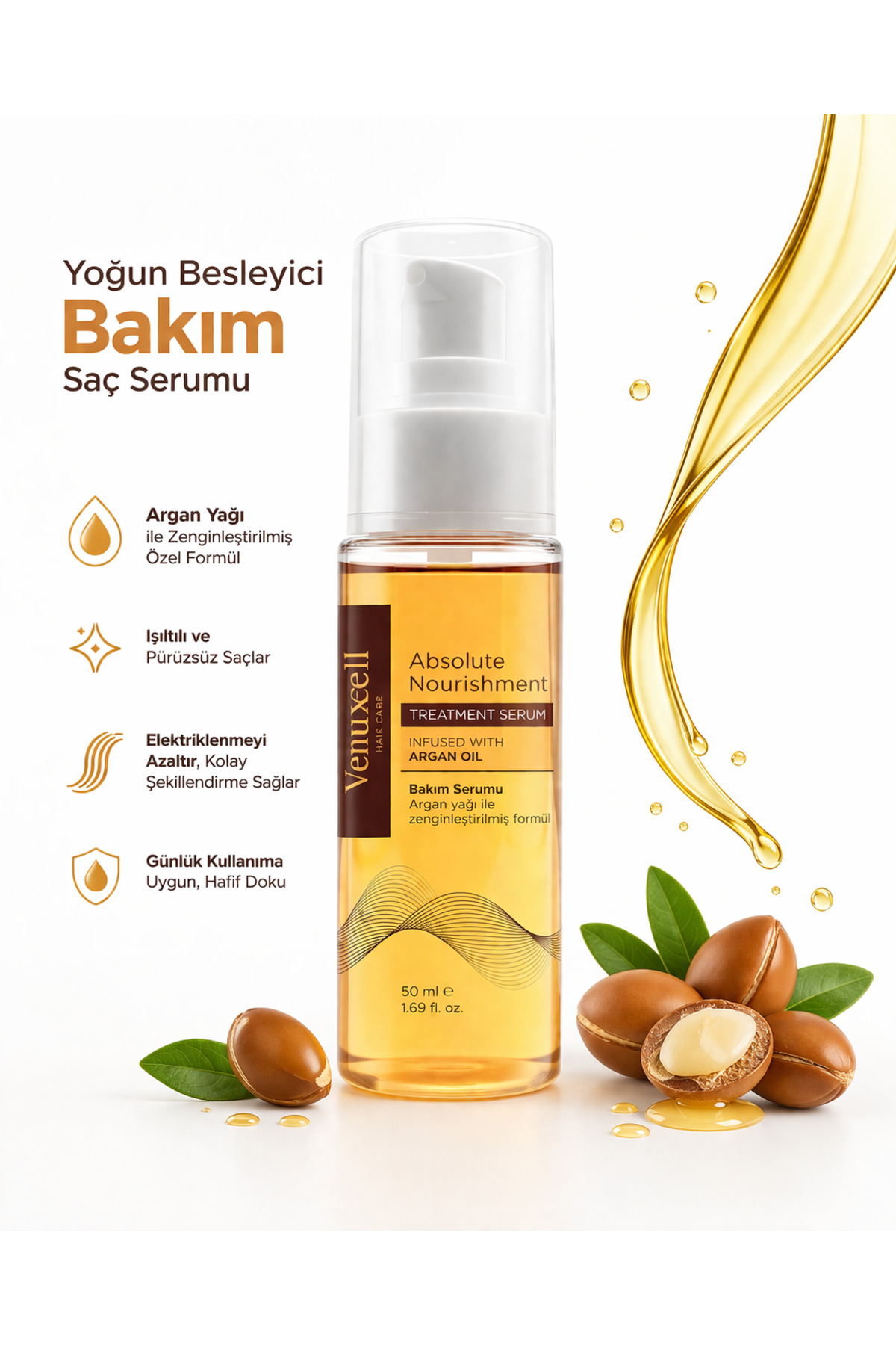3’lü Saç Bakım Seti Kolajen Saç Maskesi + Argan Yağlı Saç Serumu + Keratin Onarıcı Şampuan karsel — beyaz 3lü set — تصویر 5 از 5