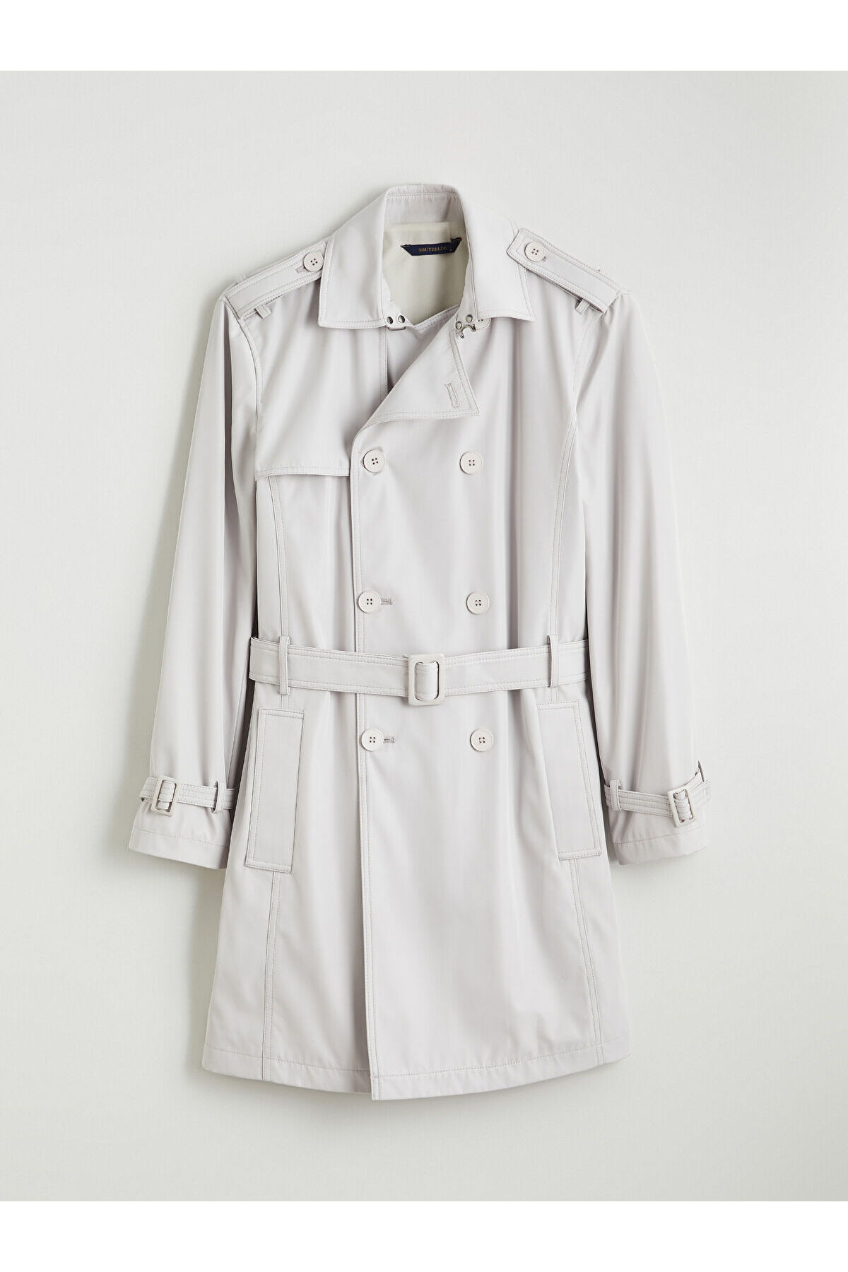 LC Waikiki SOUTHBLUE Standart Kalıp Ceket Yaka Gabardin Erkek Trençkot görsel 6