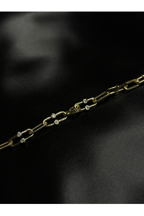 DuCa Handmade Gold Renkli Vip Taşlı Halka Bileklik