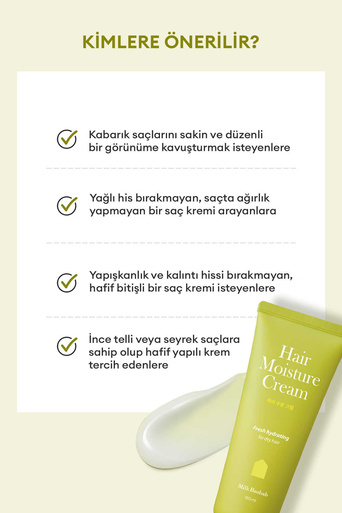 Elektriklenen Saçlara Yoğun Nemlendirici Durulanmayan Saç Kremi Hair Moisture Cream — 9530 — تصویر 3 از 9