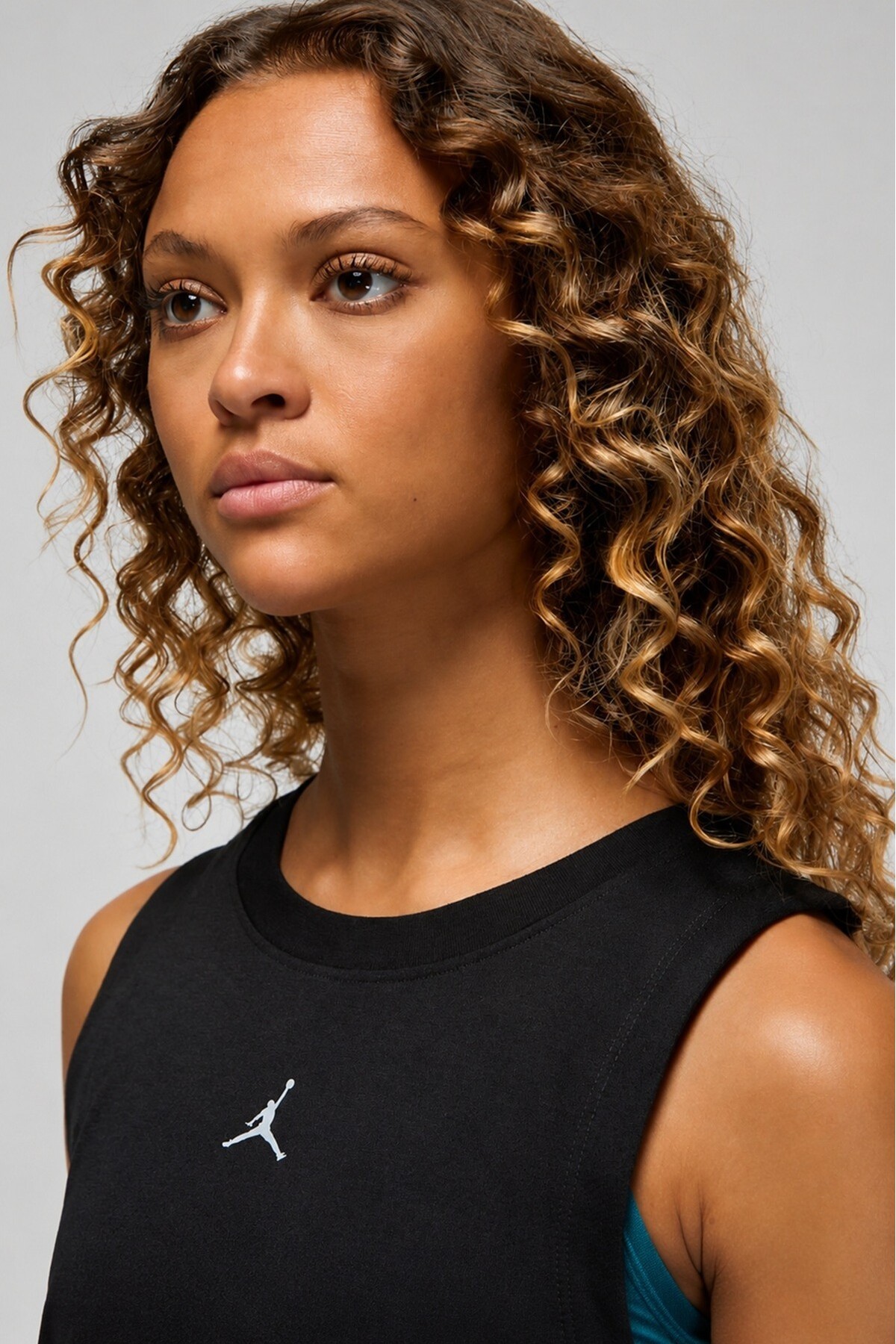 Nike Jordan Diamond Patterned Womens Loose Fit Tank Bol Kesim File Detaylı Kadın Atlet Siyah görsel 3