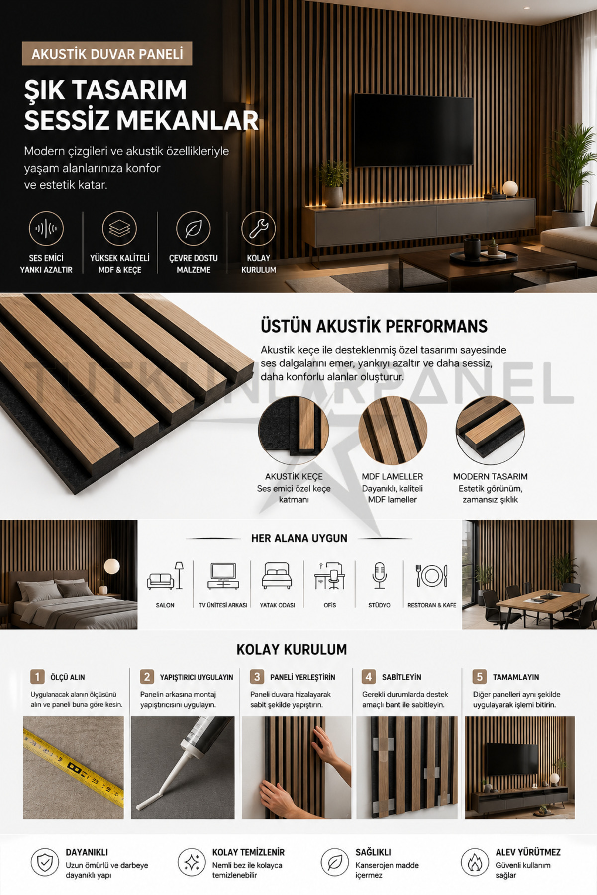 پنل دیواری آکوستیک MDF چوبی با عایق صدا و دکوراتیو مدل Slat Wall 100x280 سانتی‌متر رنگ کرم