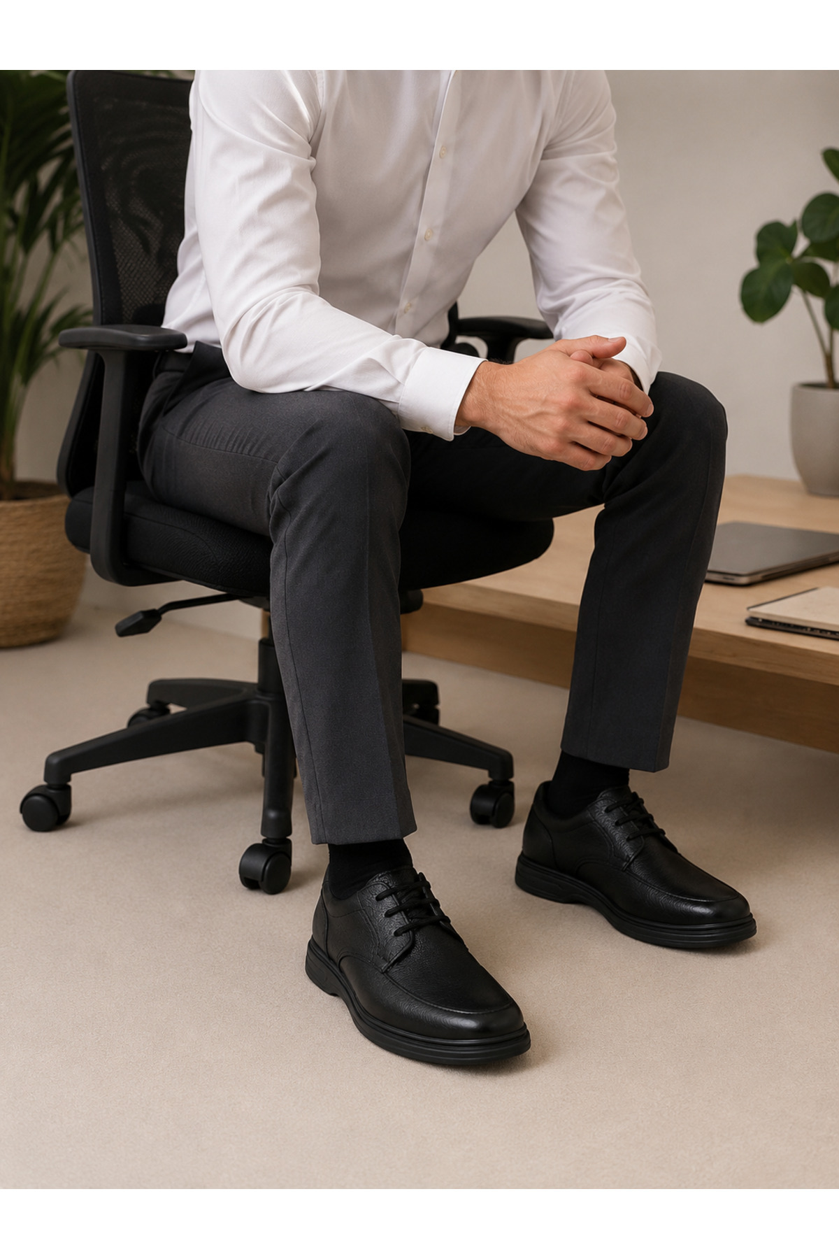 Cooka Shoes %100 Hakiki Deri Erkek Günlük Klasik Ofis/Baba Ayakkabısı – Esnek Taban Ortopedik Rahat – Kahverengi