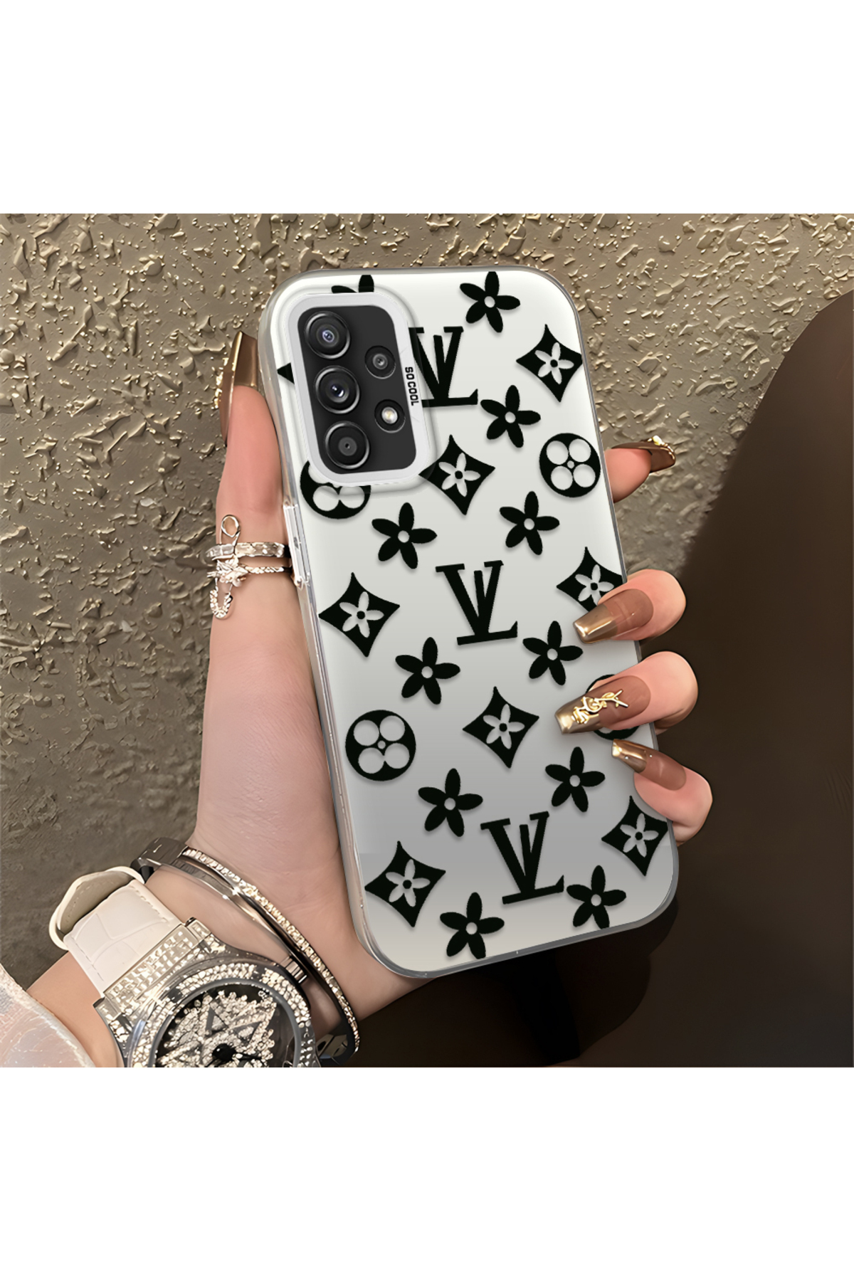 Samsung Galaxy A52S 5G Compatible Silicone Edge Hard Back Case Couple Phone Case Brand Pattern