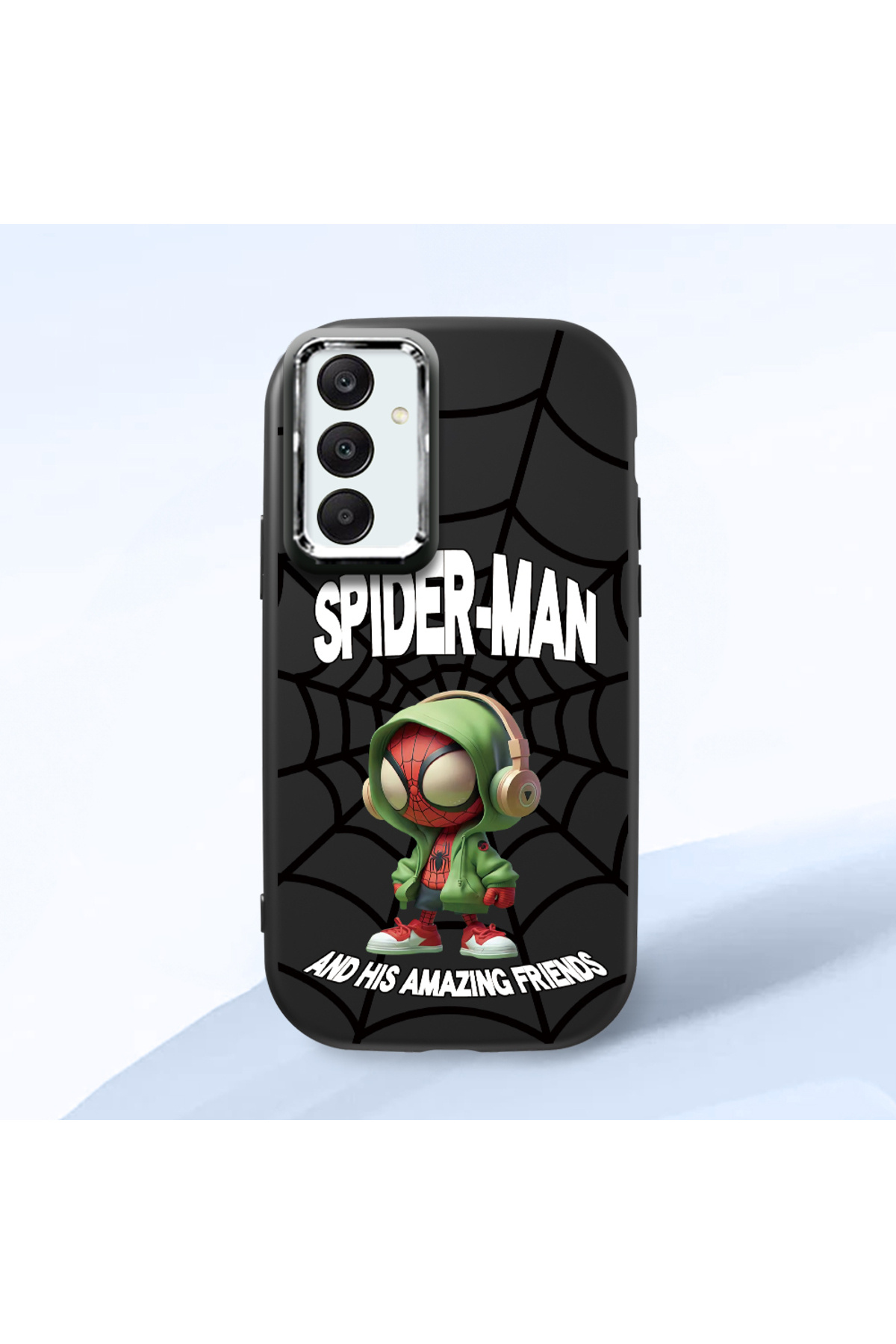 Samsung Galaxy A25 Compatible Case camera protector Black Silicone Couple Phone Case with Spider Pattern