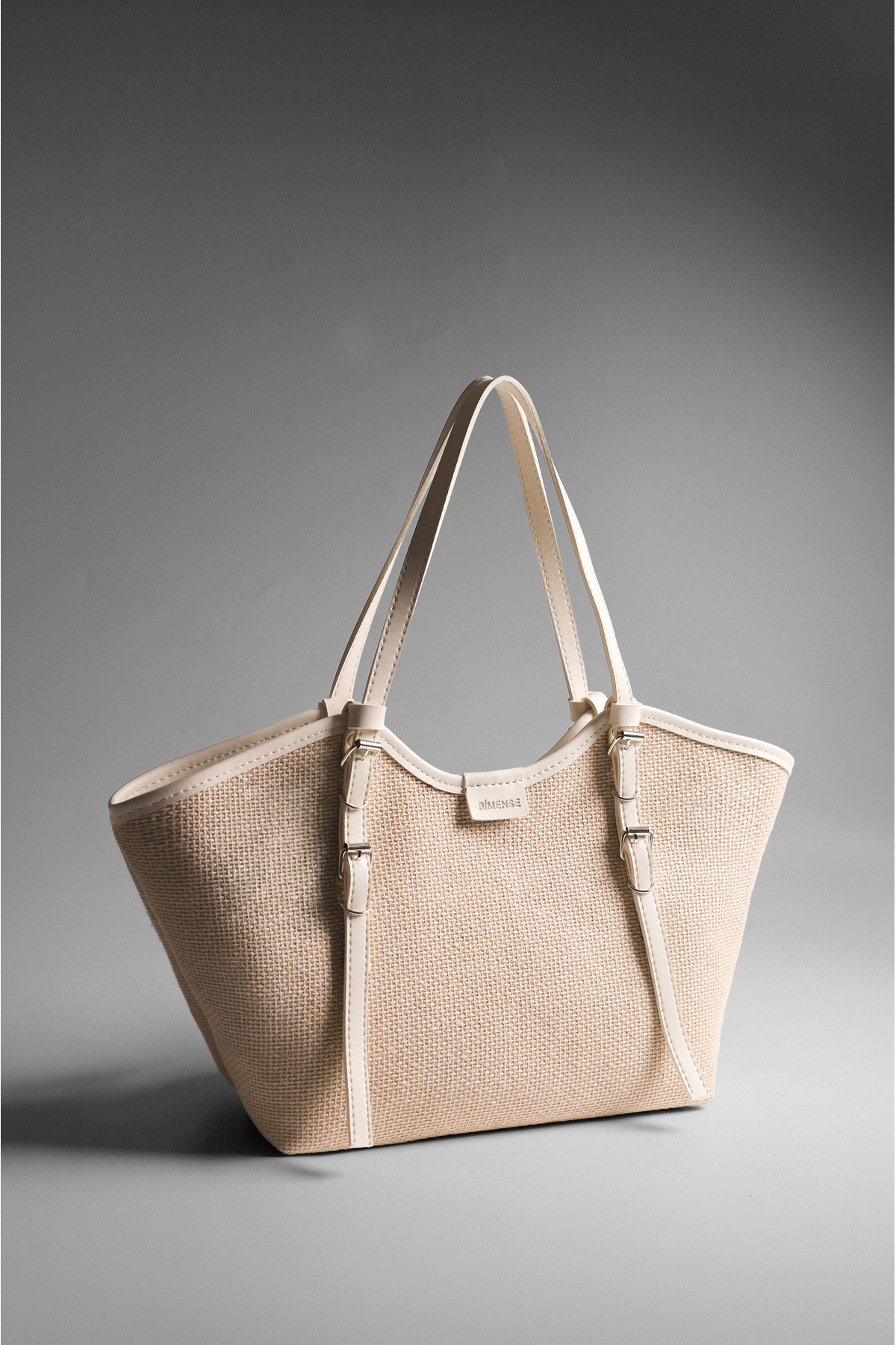 Women's Wicker Cream Faux Leather Handle Lined Hand and Shoulder Bag