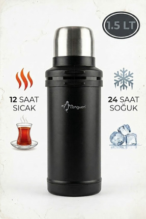 Penguen 1.5 Litre Avcı Termos Vakumlu Çelik Termos Kamp Piknik Çay Kahve Term...