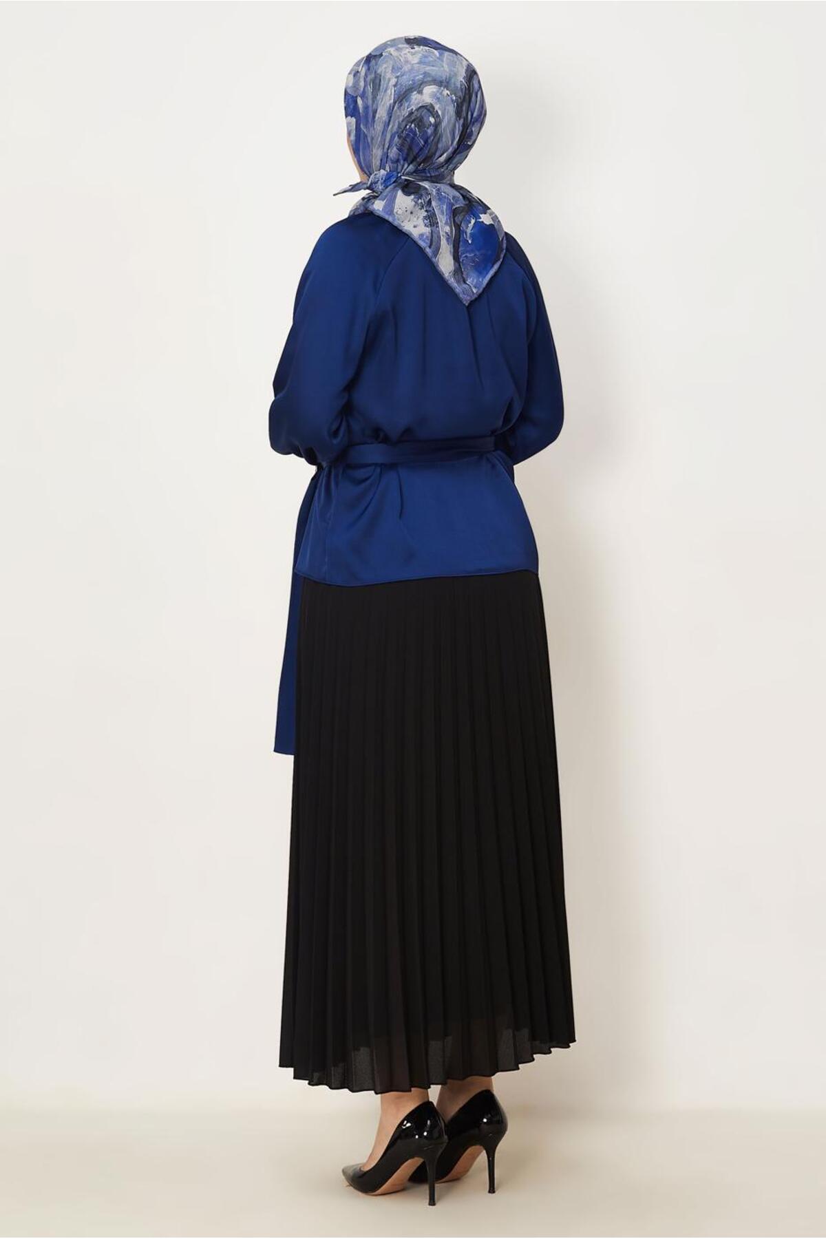 Alvina Belted Satin Blouse 46647- Trendyol