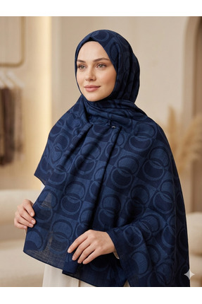 Larissa Scarf Valen İpek Jakarlı Şal Geometrik Desenli