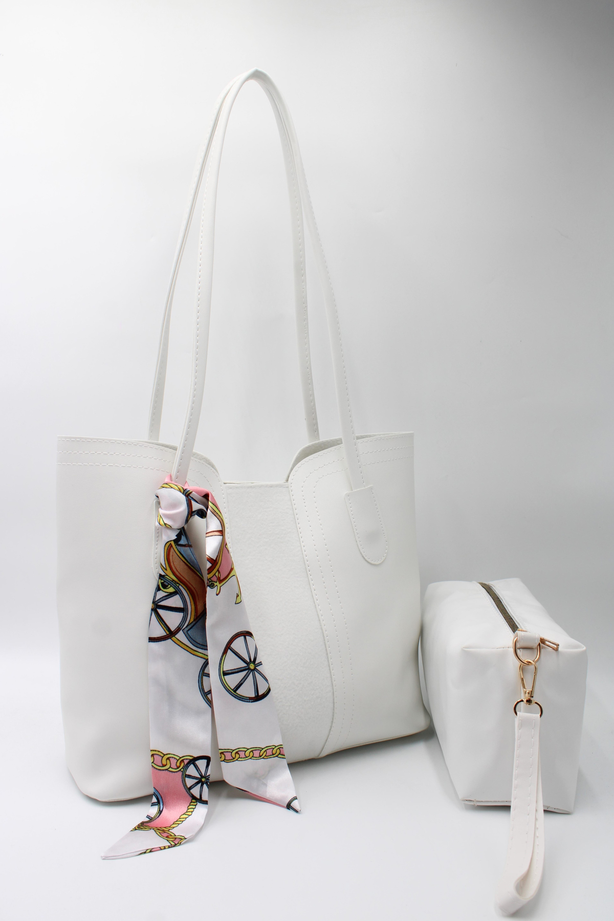 Women's Oversized Scarf Detailed Handy Hand, Sleeve and Shoulder Bag with Puppy