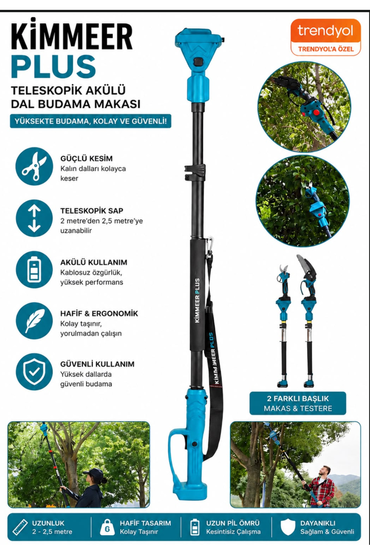 Vineyard Garden Pruning Saw Compatible with Scissors 2 METERS Telescopic Arm