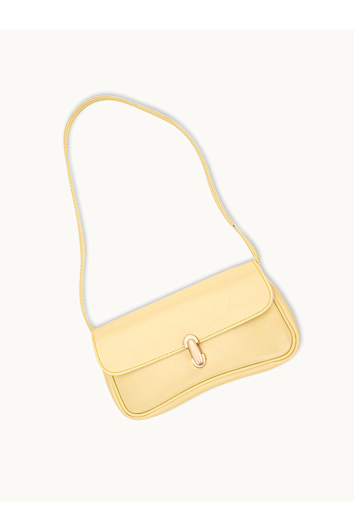 Liva Suni Deri Kadın Vintage Gold Tokalı Retro Model El ve Omuz Çantası