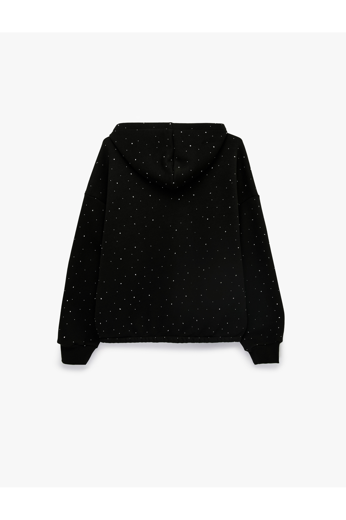 Koton  Üç İplik Şardonlu Uzun Kollu Fermuarlı Kapüşonlu Taş Detaylı Sweatshirt - Görsel 4