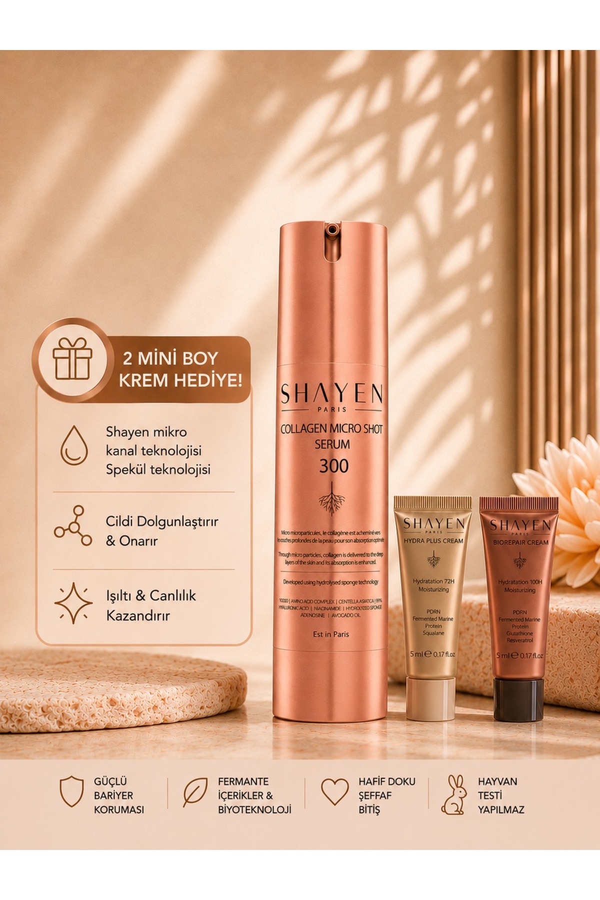 Shayen Micro Kanal Teknolojisi™ Collagen Micro Shot Serum 300 - Spikül Teknolojisi - Centella -Deneyim Paketi — RPS-0013