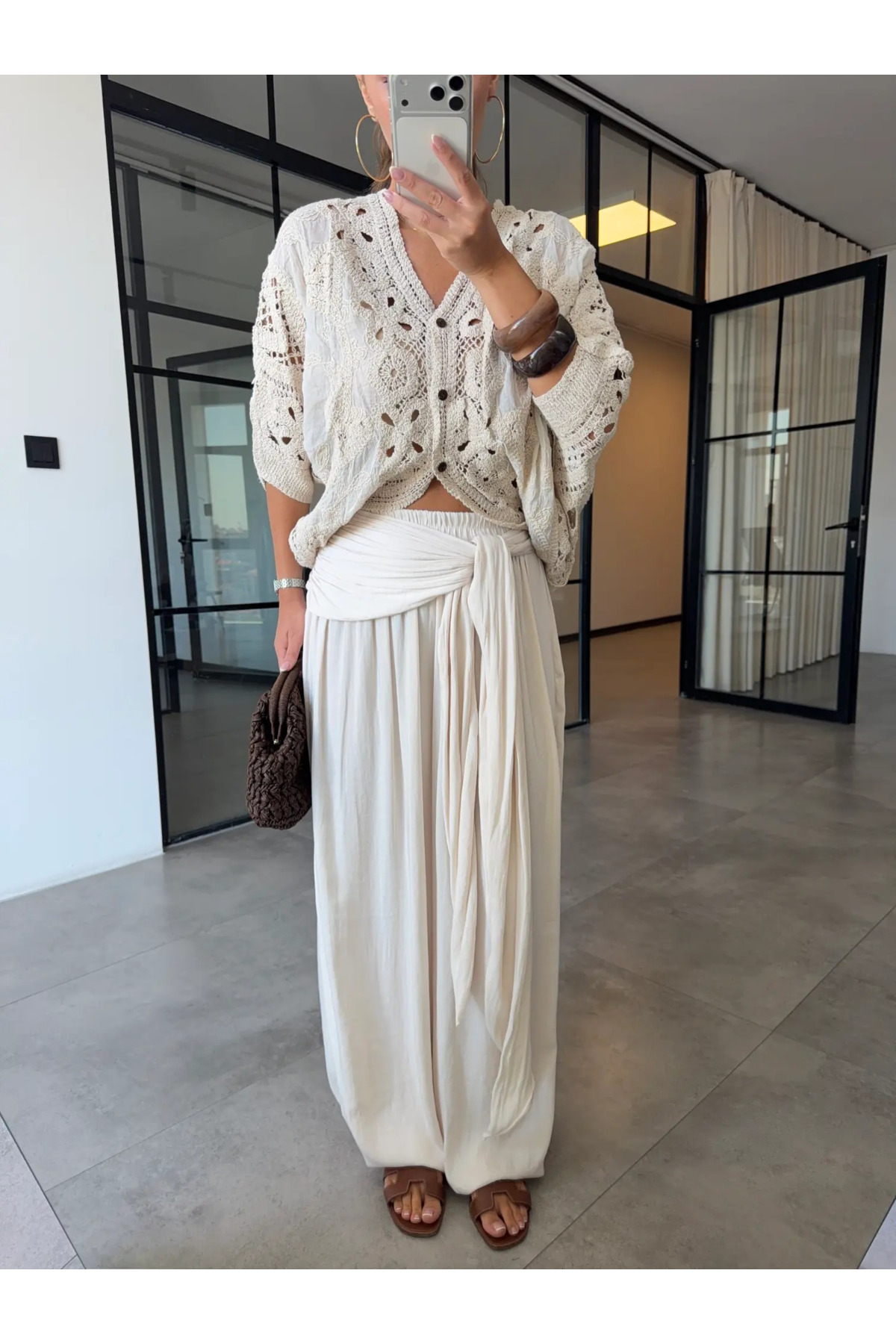 My Blog Ecru Belted Shalwar Trousers - 40601