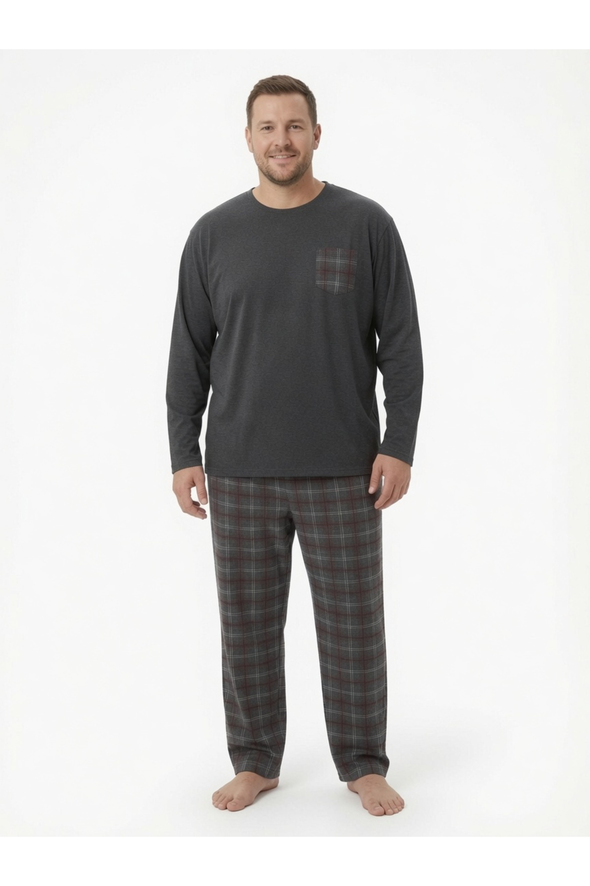 Sude HOMEWEAR Erkek Uzun Kol Büyük Beden Pijama Takımı