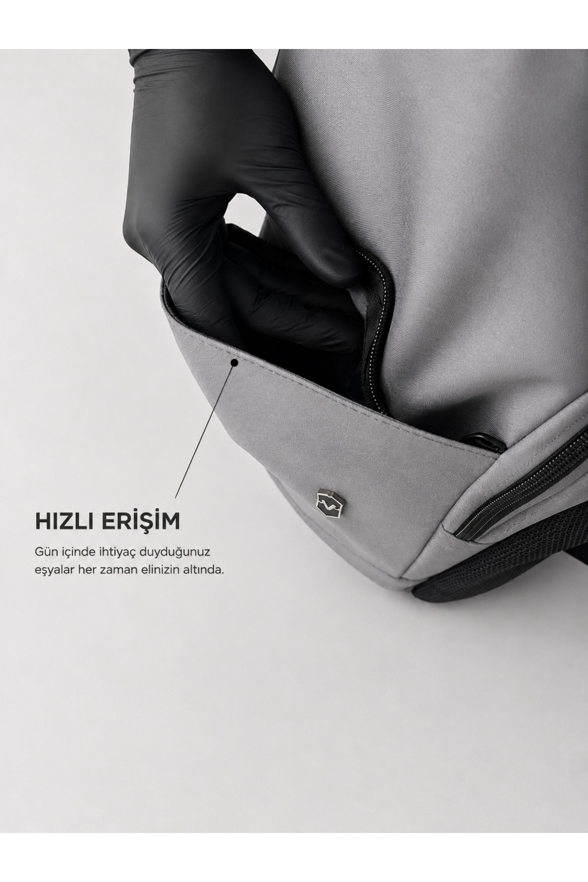 VOVEM Beyond Horizon VOVEM Axis - Günlük Seyahat Sırt Çantası Unisex Su Geçirmez Gri görsel 6