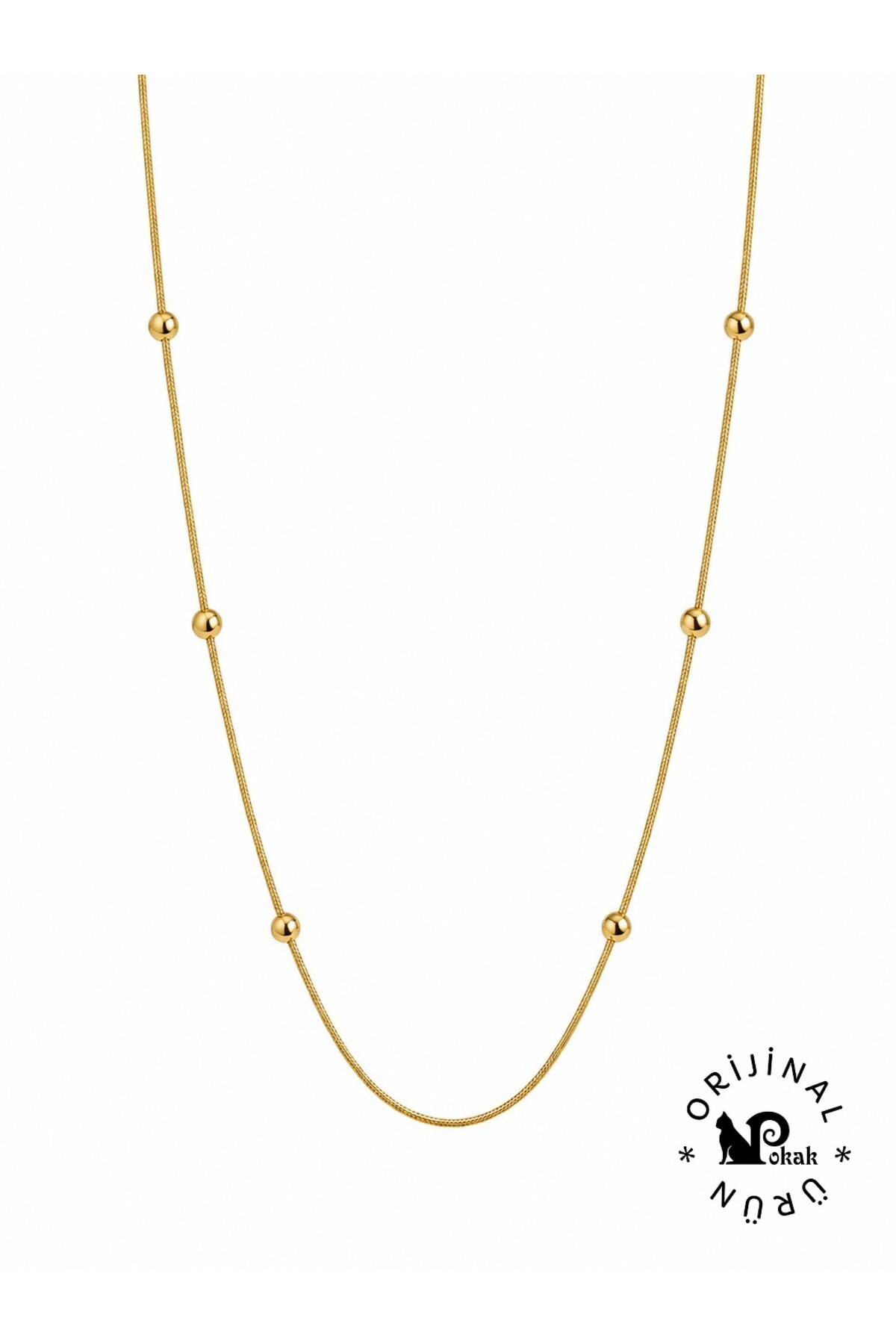 POKAK XUPING JEWELRY TTM 316L PASLANMAZ OKSİTLENMEZ 14K DORİKA TOPLU BONCUK ZİNCİR KOLYE - 40+5 cm