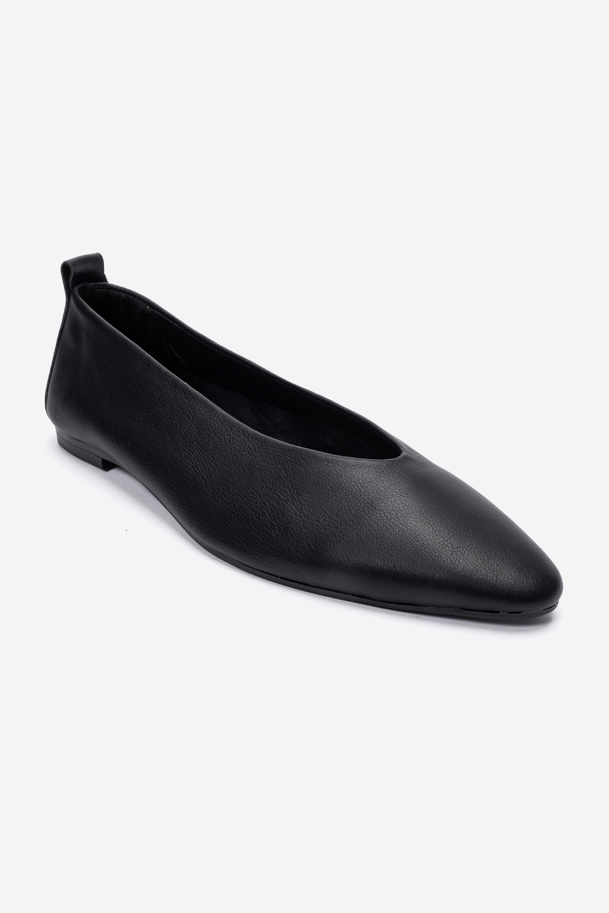 LuviShoes JENAS Siyah Cilt Hakiki Deri Kadın Babet Ayakkabı görsel 3