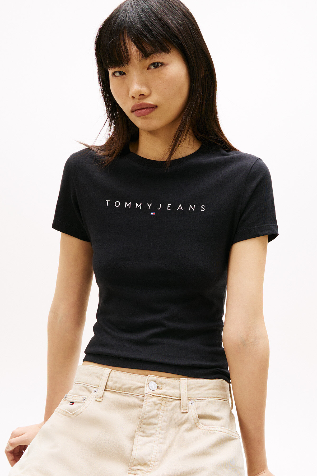 Tommy Jeans Pamuklu Slim Fit Logo Baskılı Bisiklet Yaka T Shirt T SHİRT DW0DW18398 0GK görsel 2