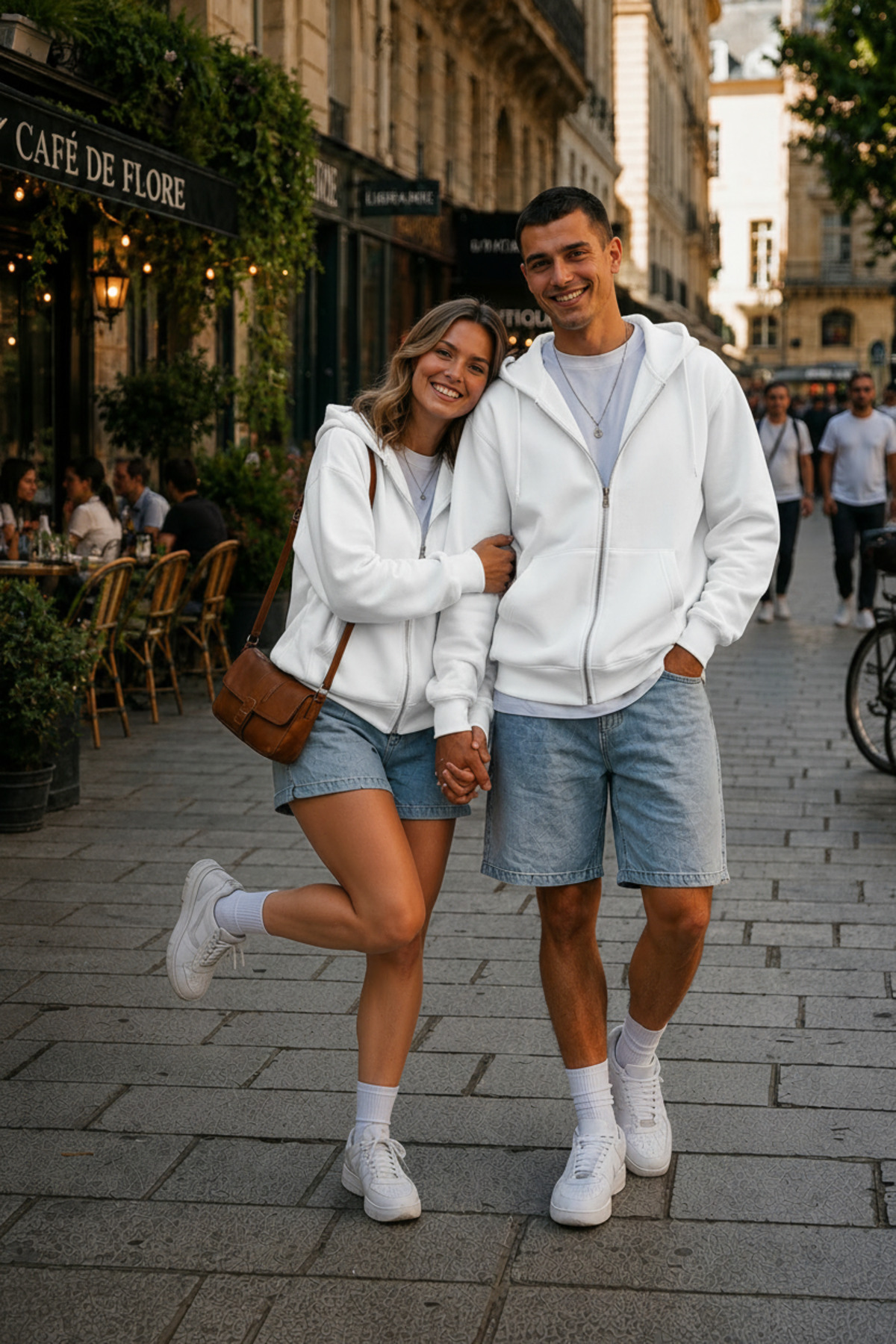 UNISEX KAPÜŞONLU OVERSIZE FULL FERMUARLI RAHAT KESİM MEVSİMLİK YENİ SEZON GÜNLÜK HIRKA — سفید STHRKAA0 — تصویر 3 از 4