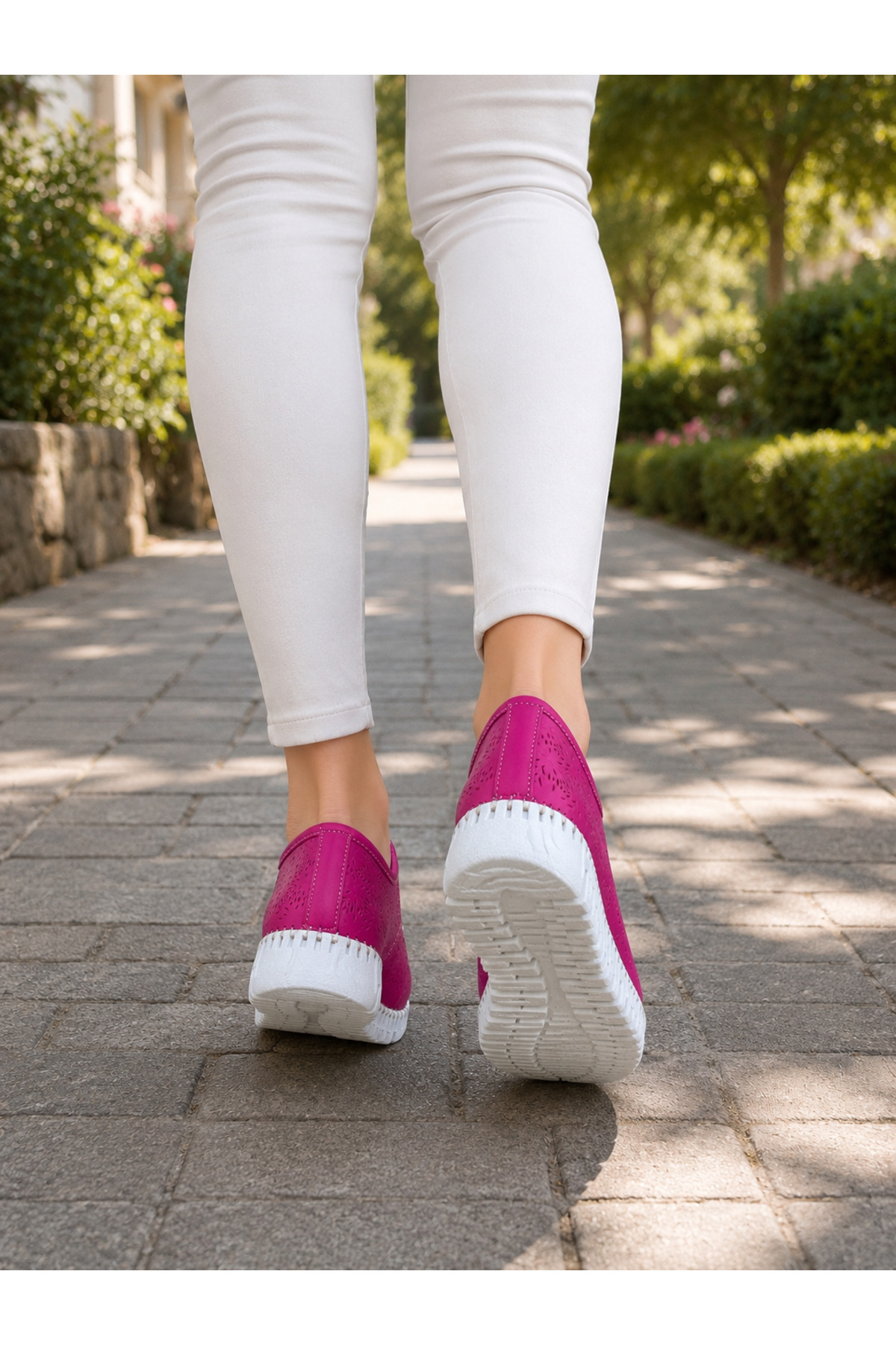 Cooka Shoes Kadın Fuşya Renk İç Dış %100 Hakiki Deri Ortopedik Günlük Ayakkabı – Pembe
