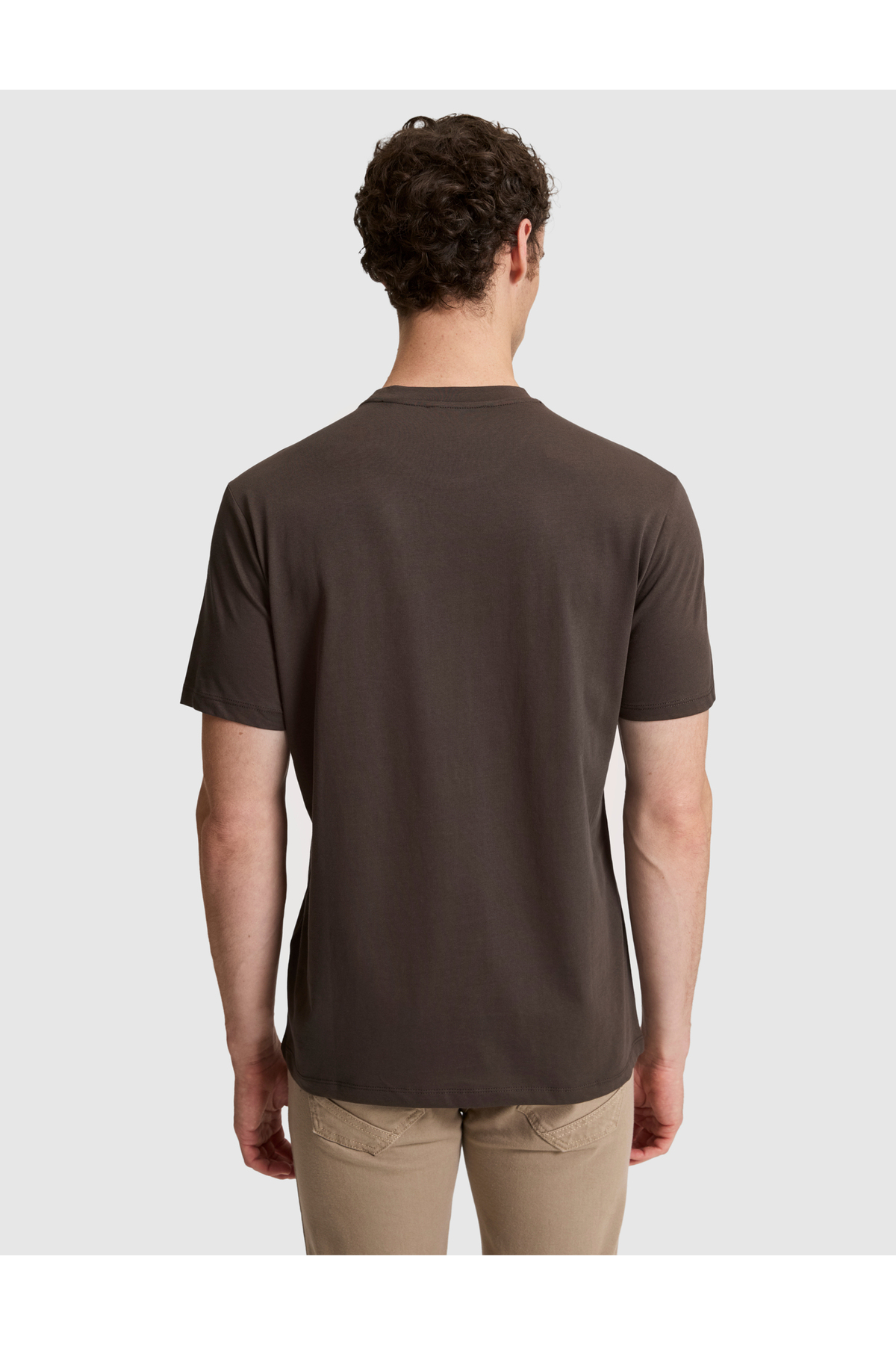 Pierre Cardin Koyu Kahverengi Regular Fit %100 Pamuk Bisiklet Yaka Tişört 50327872-VR084 görsel 5