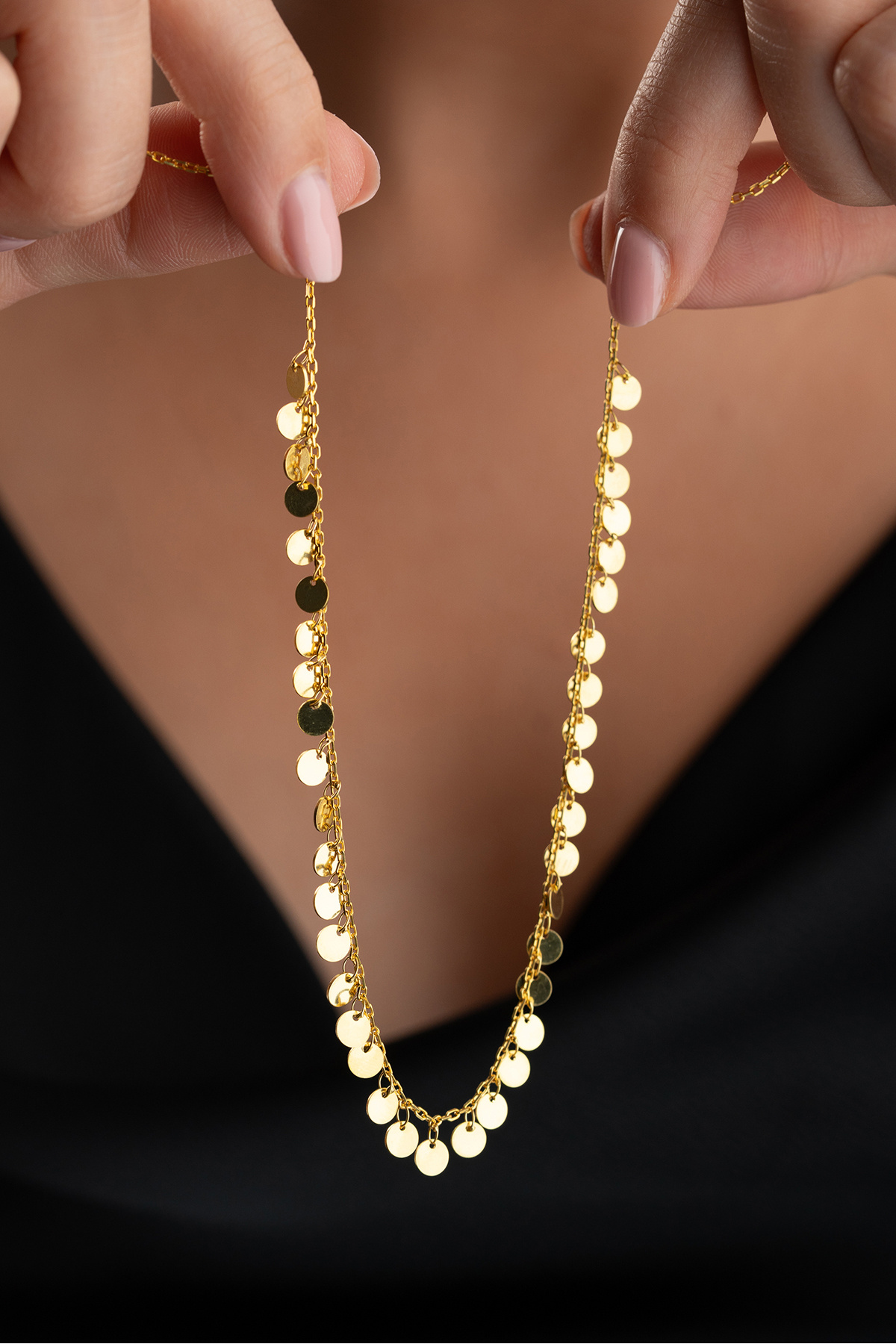 Silvano Jewelry 925 Ayar Gümüş Pullu Zincir Kolye görsel 2