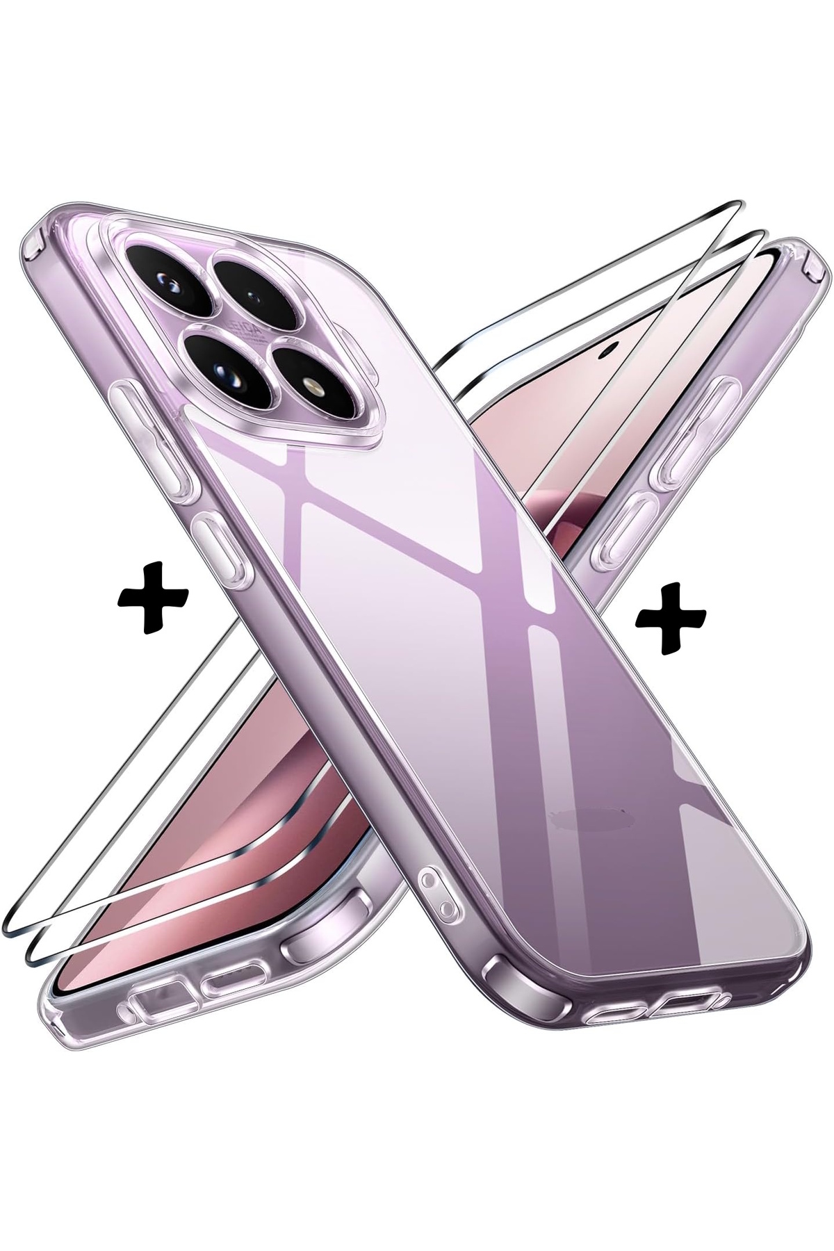 Xiaomi Mi 17T Pro Compatible Case Camera Protruding Shielded Soft Transparent Silicone + Screen Protector Glass Set
