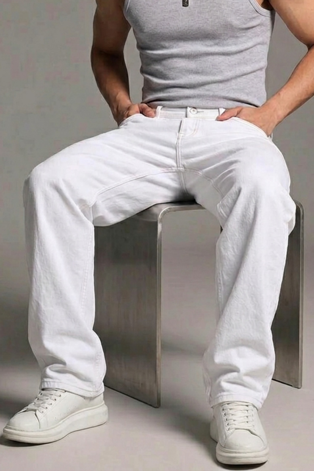 comstar Erkek Relaxed Fit 5 Cepli Beyaz Kot Pantolon görsel 6
