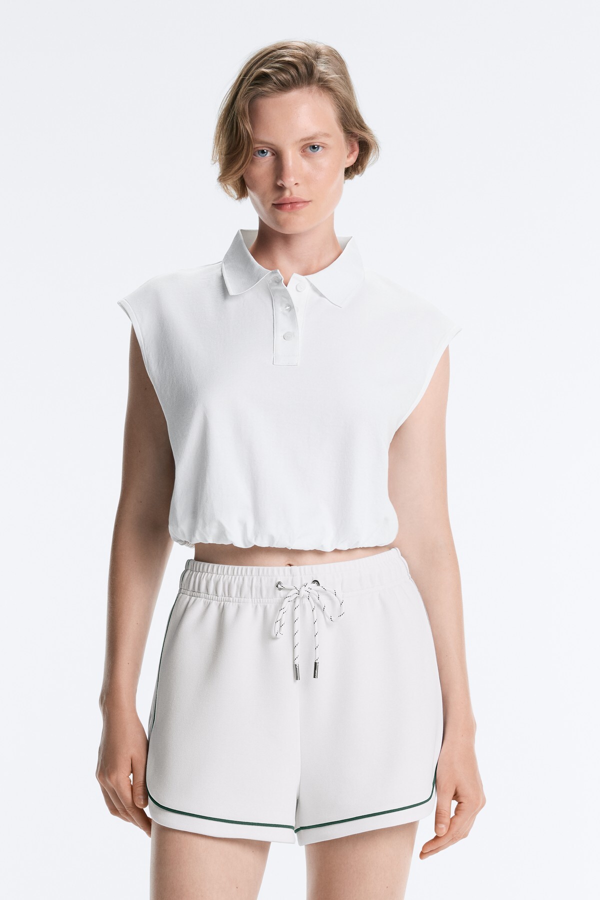 Cotton pique sleeveless polo