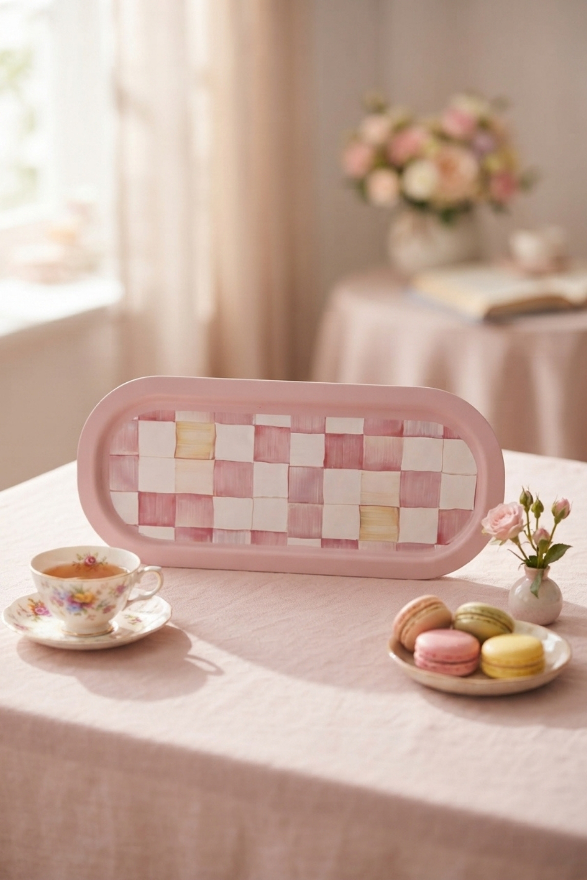 Love Yazılı Mozaik Desenli Oval Metal Servis Tepsisi — Tepsiler — görsel 1 / 5 — Tinbox