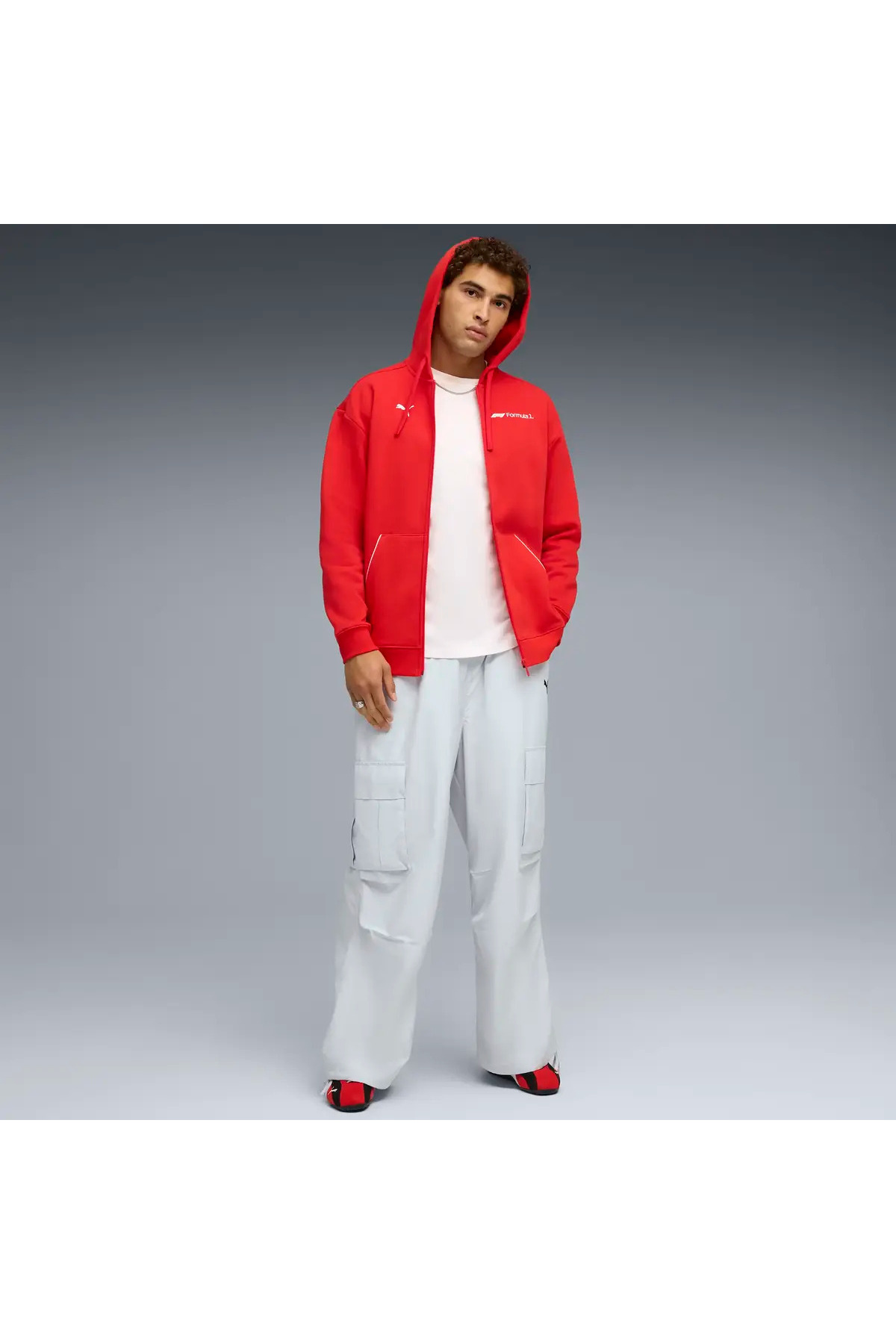 Puma F1 Essential+ Fullzip Hoodie Kırmızı Erkek Sweatshirt görsel 4