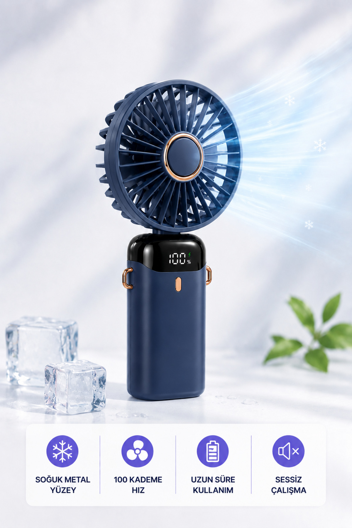 Portable Mini Fan Adjustable Fast Desktop Fan with Digital Display Neck Strap with Phone Holder