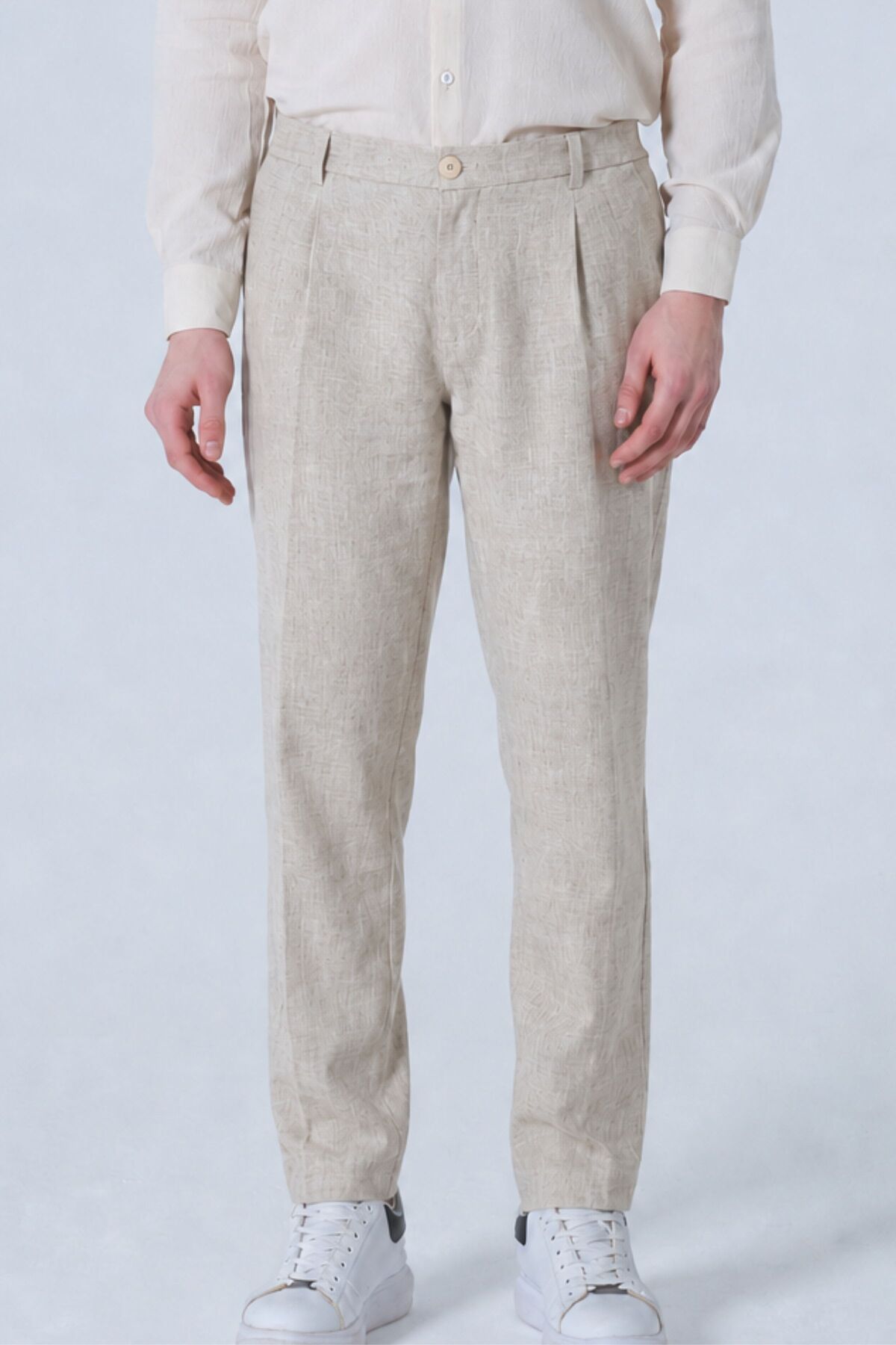 RELAXL %100 Ham Keten S-12XL Battal Boy Pileli Şık Erkek Pantolon