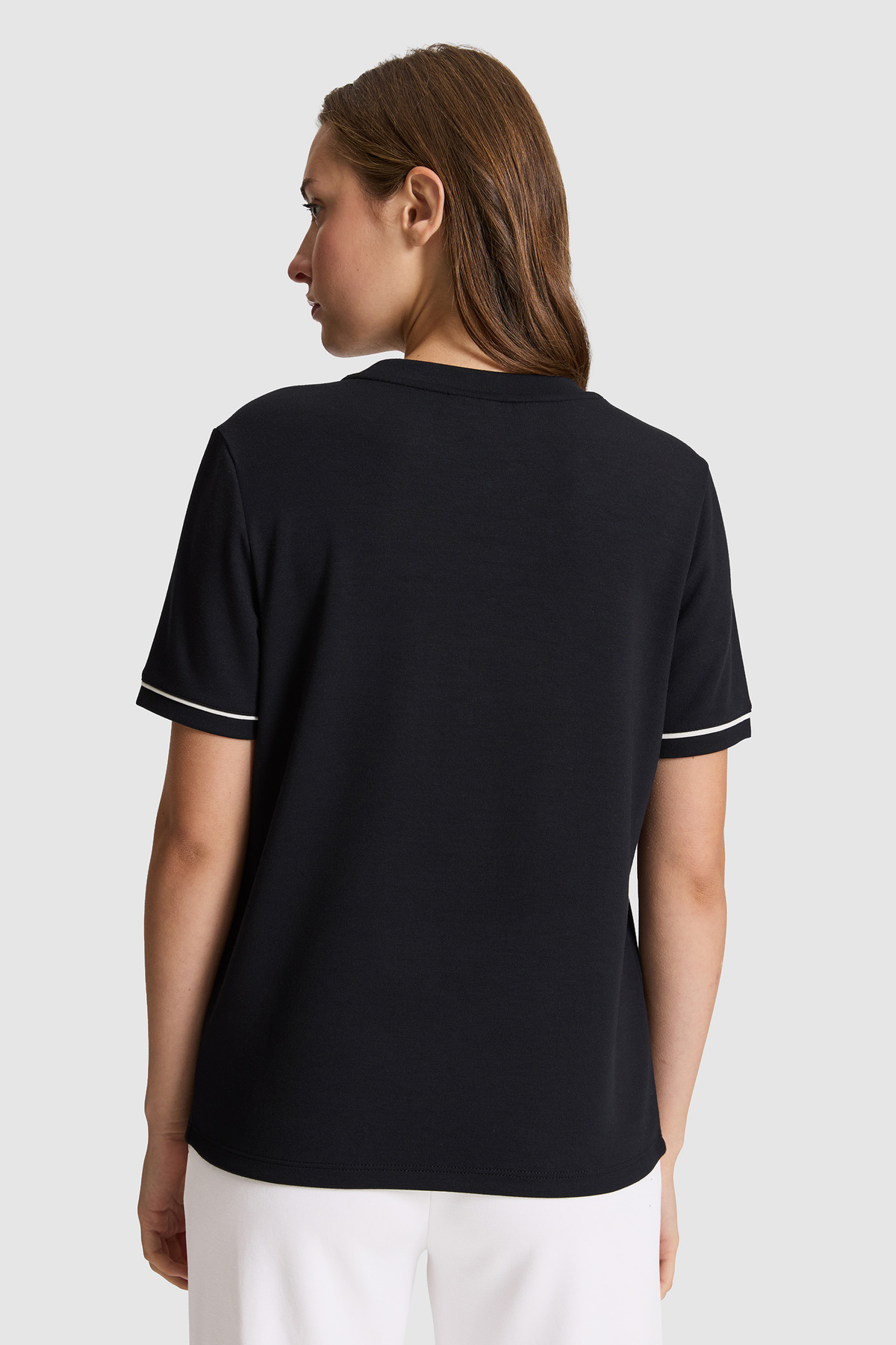 U.S. Polo Assn. Kadın Siyah Bisiklet Yaka Basic Tişört 50323552-VR046 görsel 5