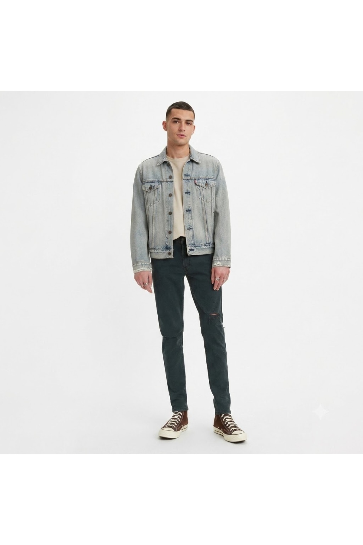 جزئیات پاره شده باریک مخروطی سرحال یک Dx Od Adv-0155 لیوایز شلوار جین Levi's