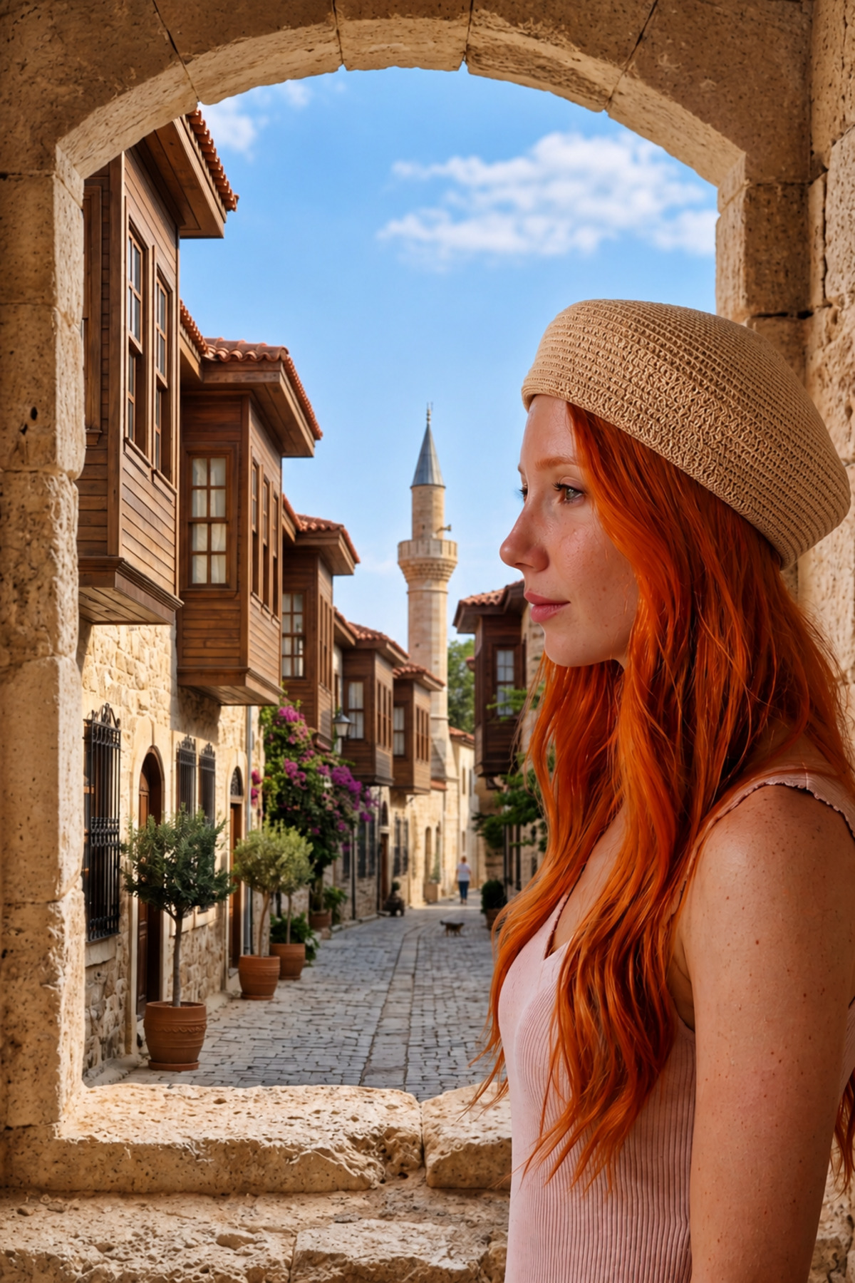 Zeora Home Kadın Örgü Bere Yazlık Hasır Bere Jüt Görünümlü El Yapımı Şık Günlük Kullanım Bohem Stil Şapka Fransız Bere görsel 2
