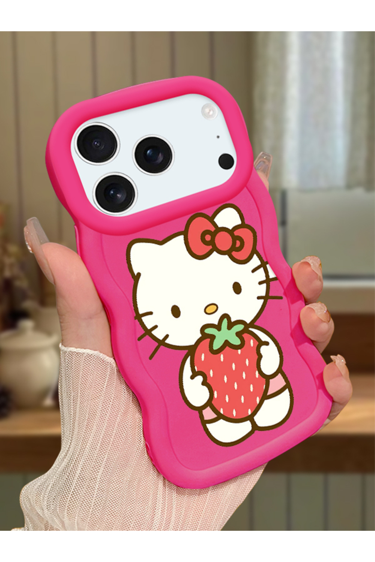 iPhone 17 Pro Max Compatible Case Camera Protector Red Silicone Couple Phone Case Kitty Pattern