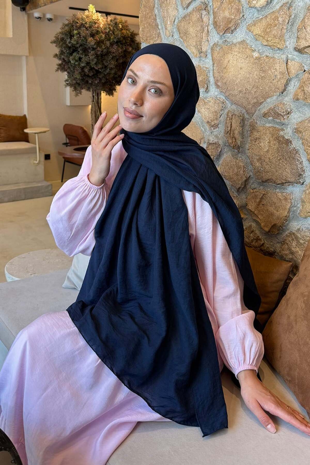 lamelif Rami Şal Lacivert görsel 2