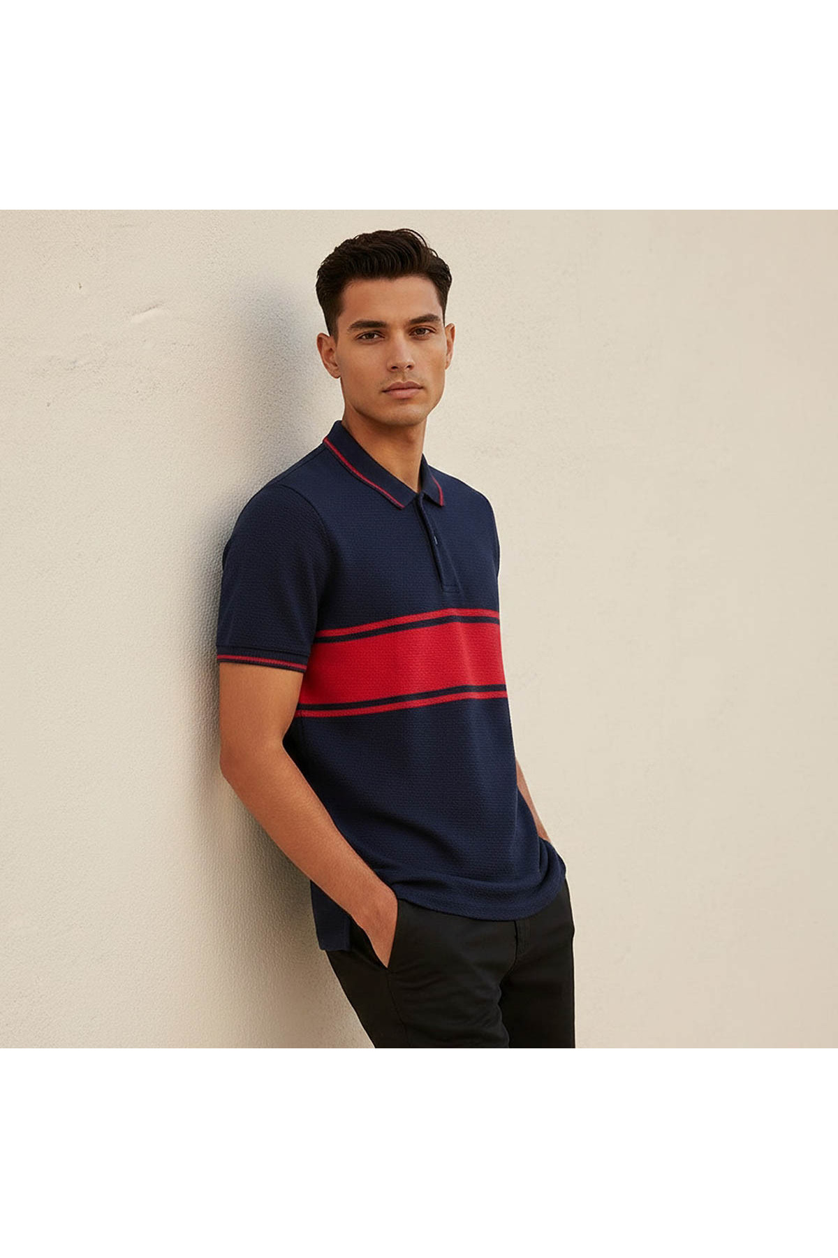 Splash FAV Men Short Sleeves Striped Polo T-shirt