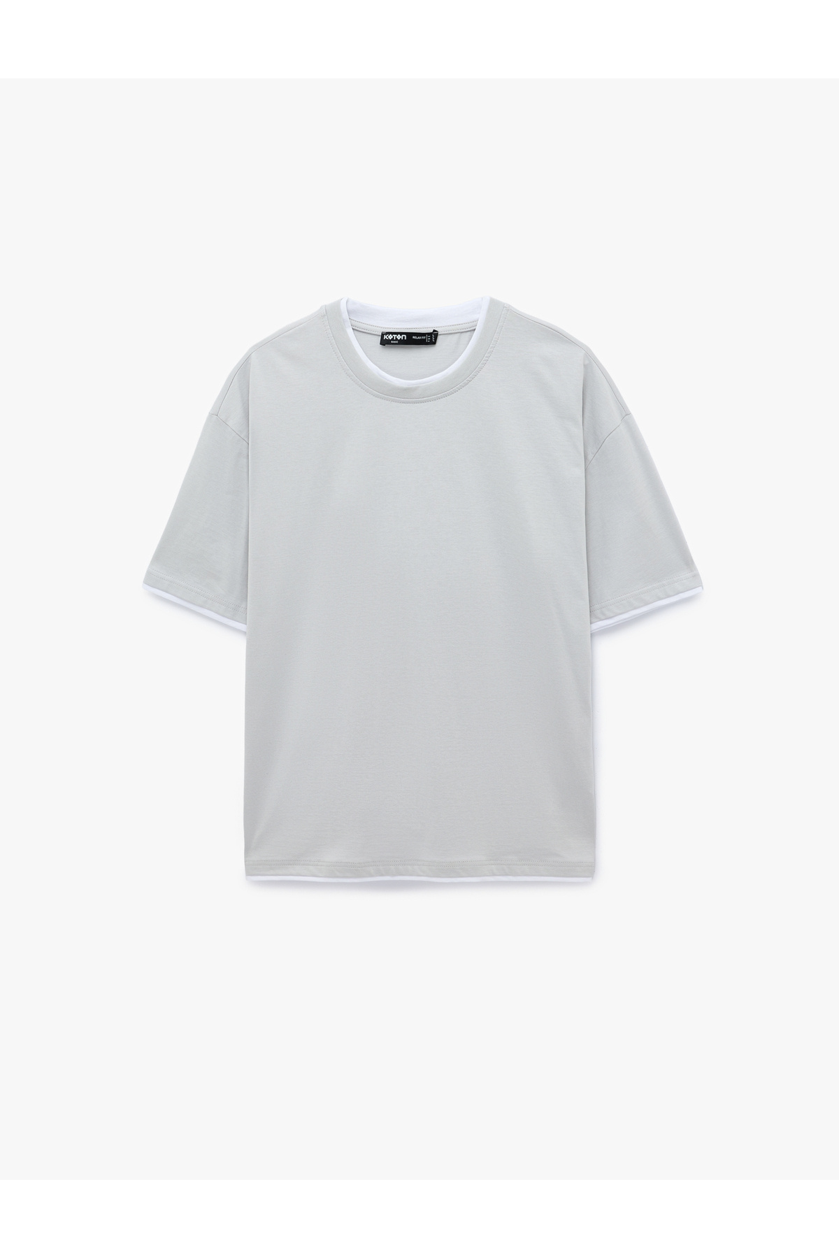 Koton Cotton Short Sleeve Fabric Detailed Crew Neck Oversize T-Shirt