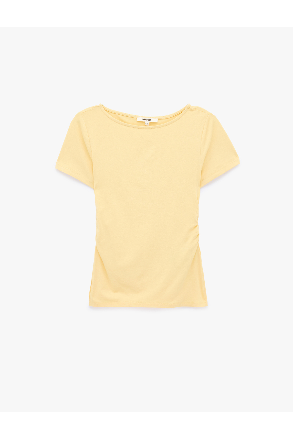Koton Slim fit okrugla kragna Majica kratkih rukava sa detaljima draperije