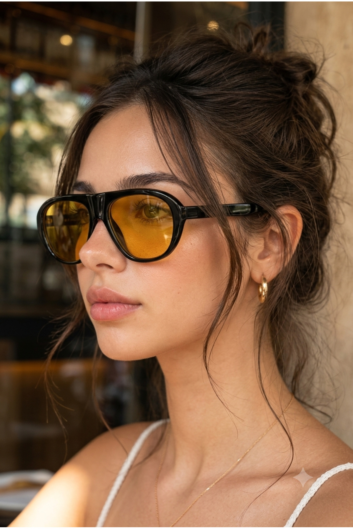 Eyesofia Pyrona Vintage Siyah Turuncu Unisex Ultra Hafif Uv400 Filtreli Güneş Gözlüğü görsel 2