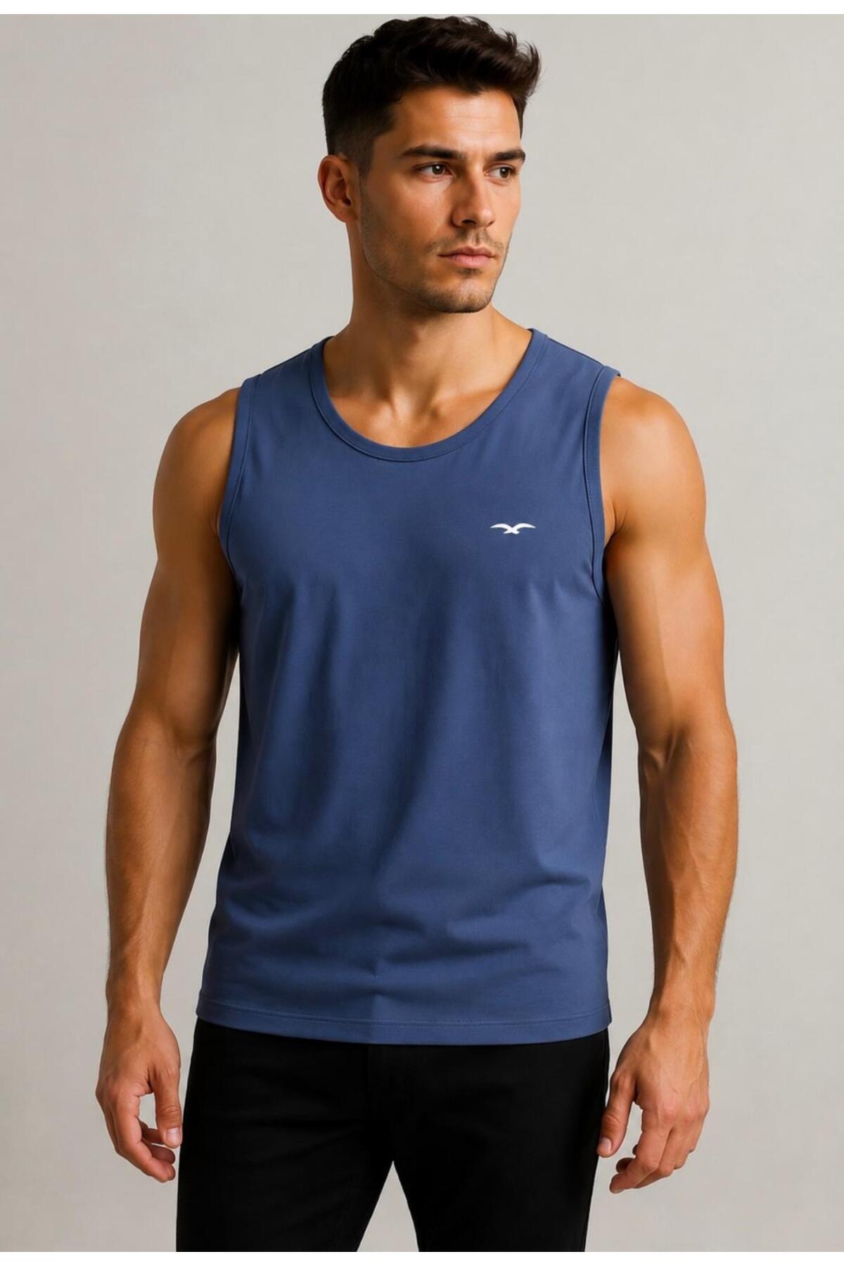 Men's Indigo Sleeveless T-shirt-d235
