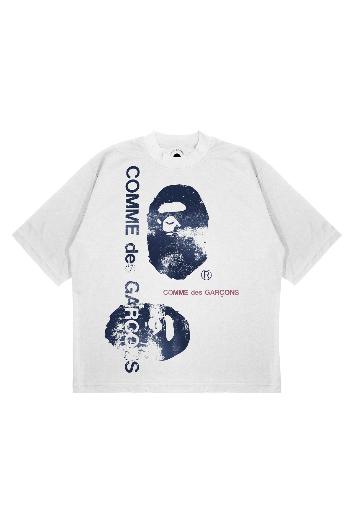 PURE EFFECT Unisex Oversize Comme X a Bathing Ape Printed Boxy Fit Thick Fabric (240Gsm) T-Shirt
