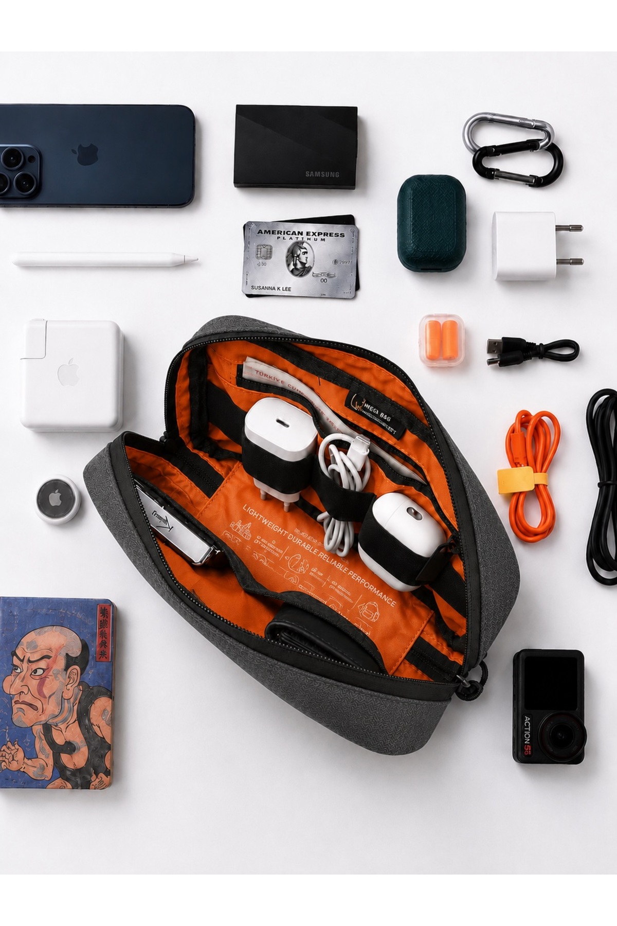 byhakan Mega 1037 Erkek El Portföyü El Çantası Clutch Çanta Traş Çantası GRİ görsel 7