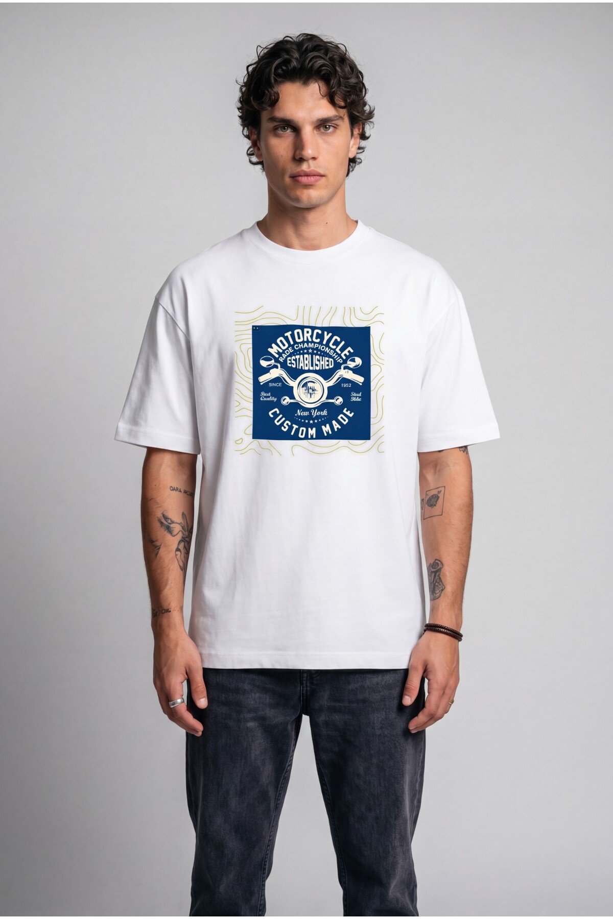 BLACK NOVA Oversize Baskılı Unisex %100 Pamuk T-shirt Championship